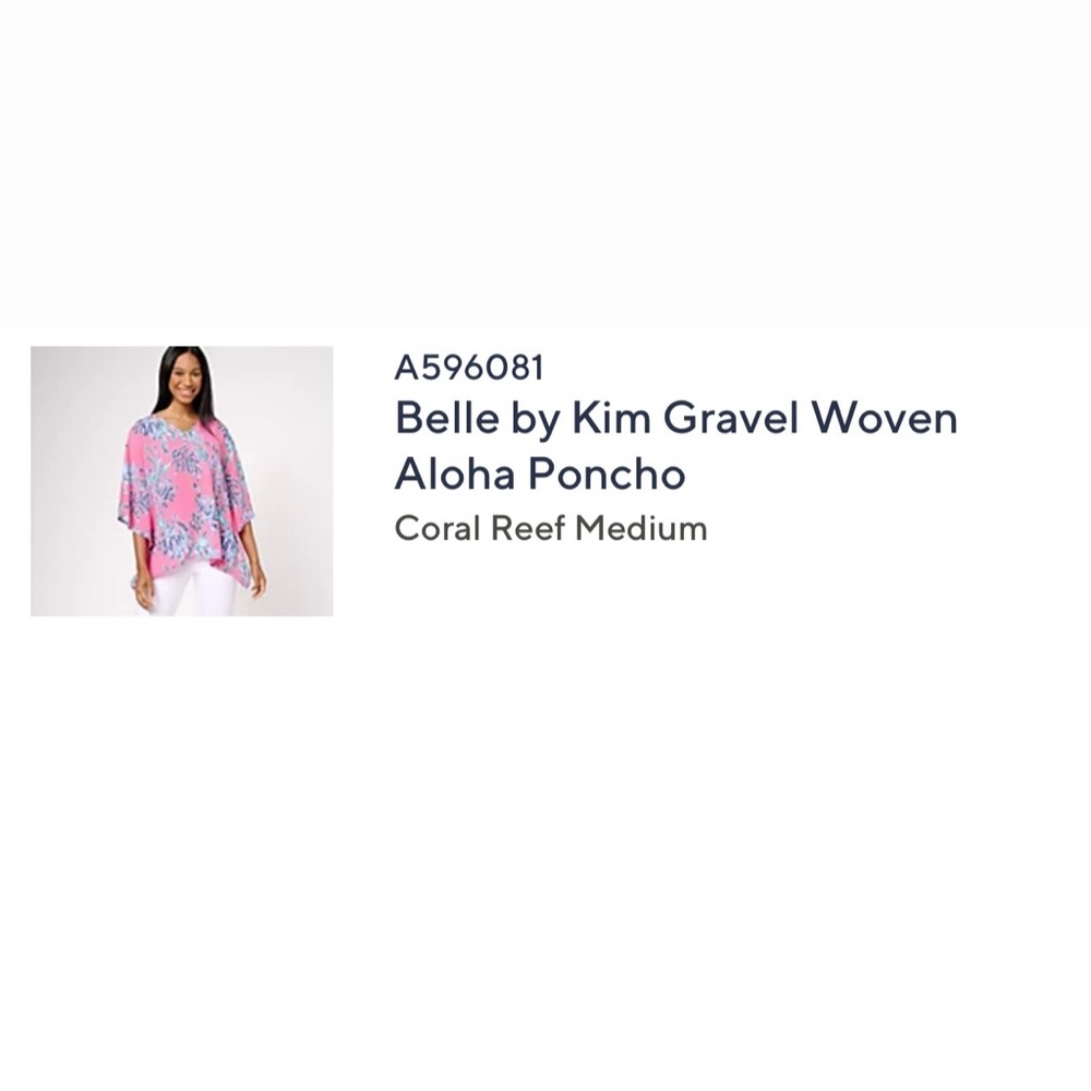 Belle by Kim Gravel Woven Aloha Poncho Coral Reef Medium - Picture 5 of 8